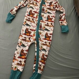 Playful yoga Print Kids bamboo Footie Pajamas